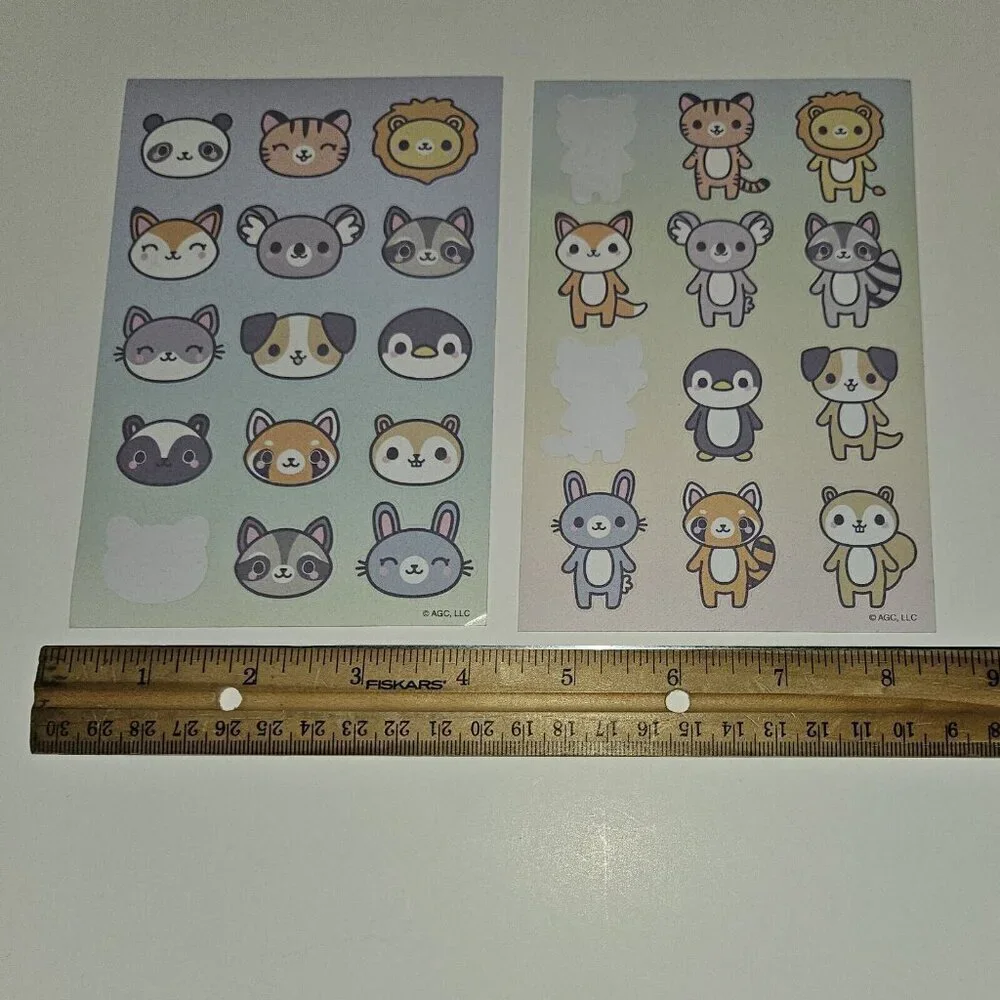 AGC Sticker Sheets Animals Panda Fox Cat Bunny Penguin Raccoon Lion Tiger Kawaii